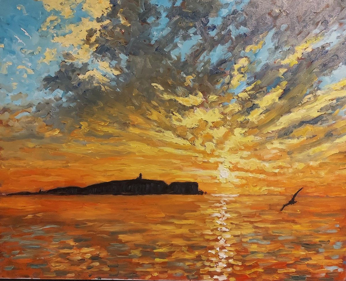 Oil Painting , Sunrise Over The May Island By Colin Ross Jack, 30 X 24, Artwork For Sale On Artfinder