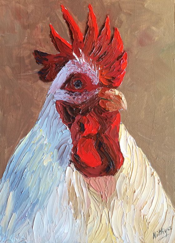 Rooster #2 - Textured Portrait in Oils