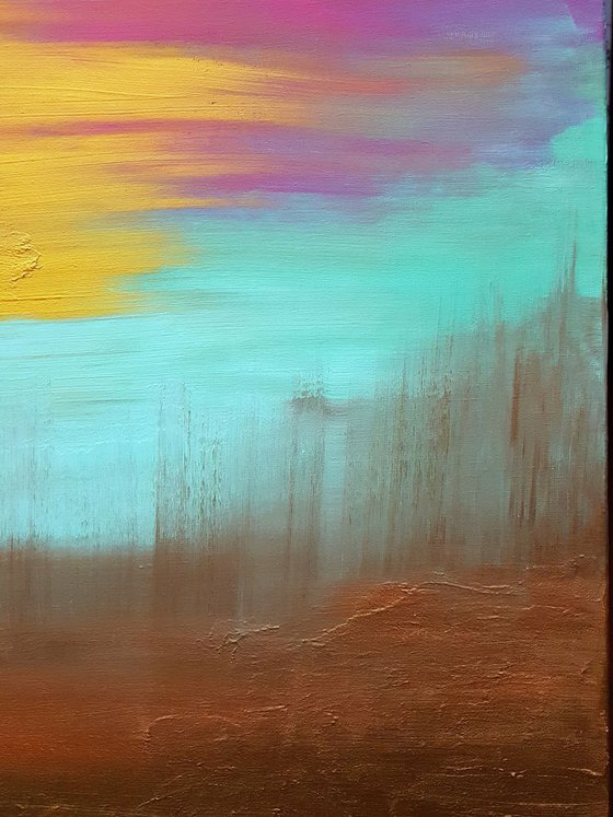 Without the leaves  - XL  colorful  abstract landscape