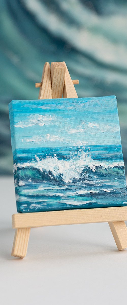 Miniature blue ocean waves by Kateryna Nazarenko