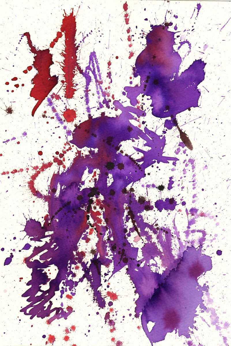 Abstract artwork.#8 - Original violet watercolour and ink abstract painting. by Mag Verkhovets