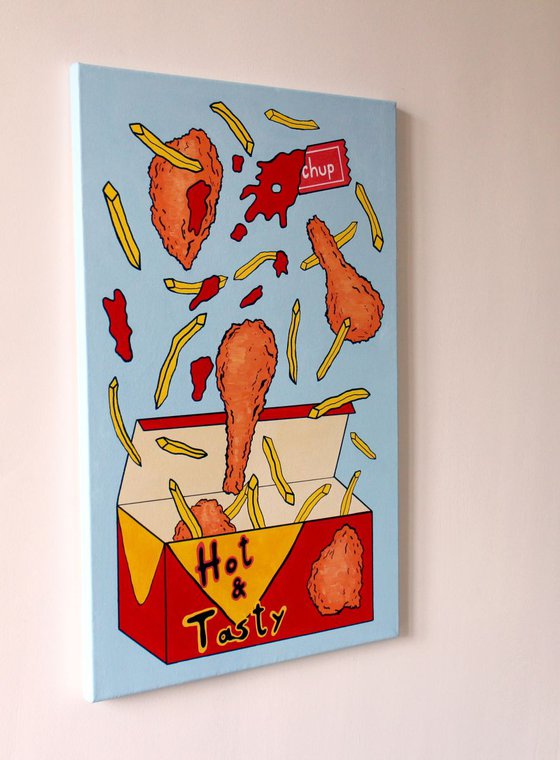 Chicken And Chips Pop Art Painting
