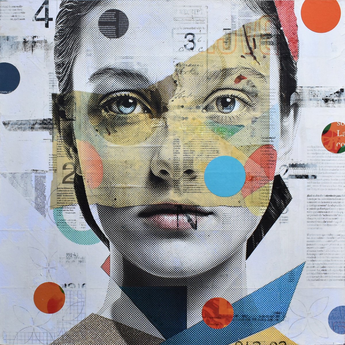 Expressive Collage , 313 Fragmented Portrait By Manel Villalonga, 24 X 24, Artwork For Sale On Artfinder