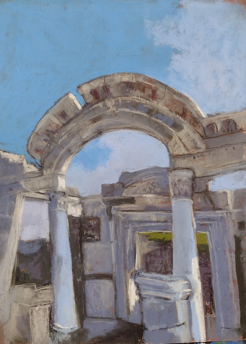 Impressionistic Cityscapes Painting By Joanne Carmody Meierhofer, 11 X 14, Ephesus Archway, Original Artwork