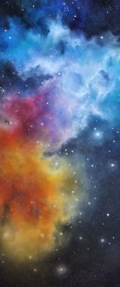 Fire & Ice (reworked) - Space Art, Nebula, Acrylic Large Wall Art by Lisa Price
