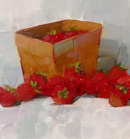 Strawberries, Original oil painting  Handmade artwork One of a kind by Vahe Yeremyan