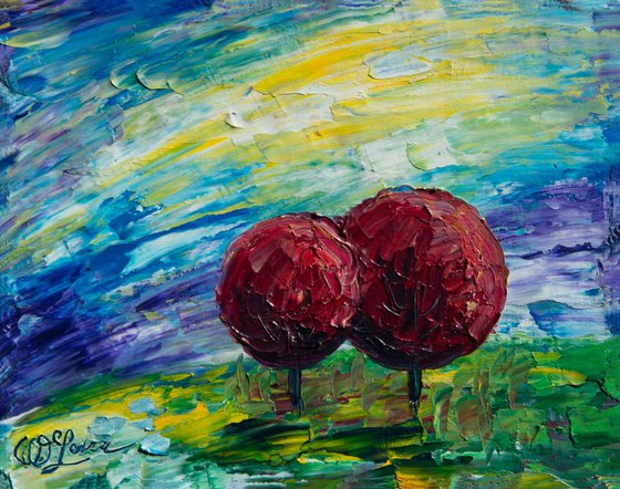 Red Trees Abstract  - 10" x 8" x 0.5"
