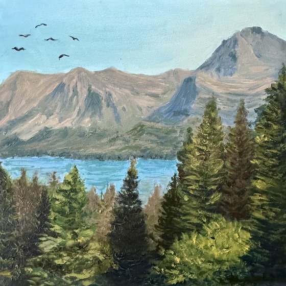 Glacier National Park in Montana USA oil painting