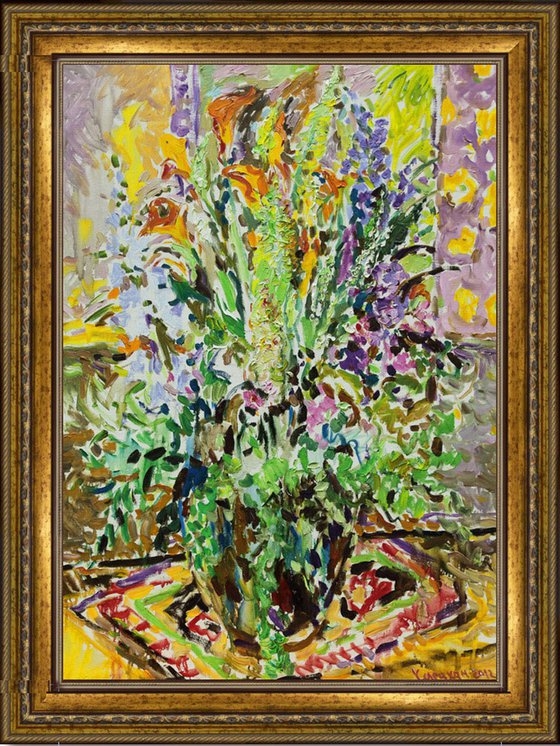 FESTIVE BOUQUET - Original Oil Painting for Sale - Love - Gift - Floral Impressionist Painting 140x100