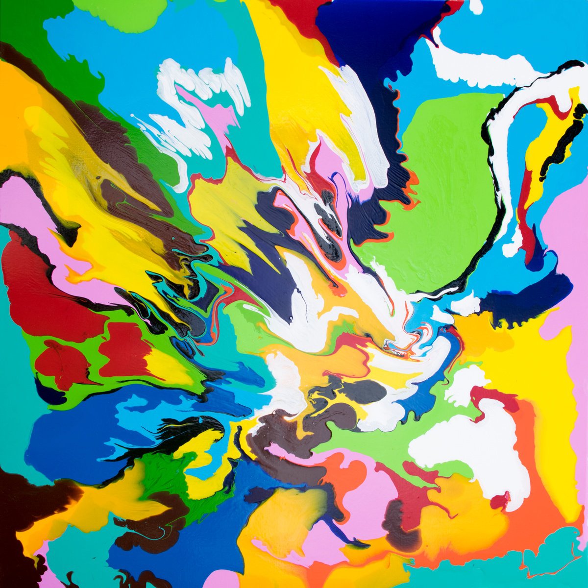 Abstract Acrylic Painting By Km Arts, 35 X 35", Summer In The Glen, Original Artwork