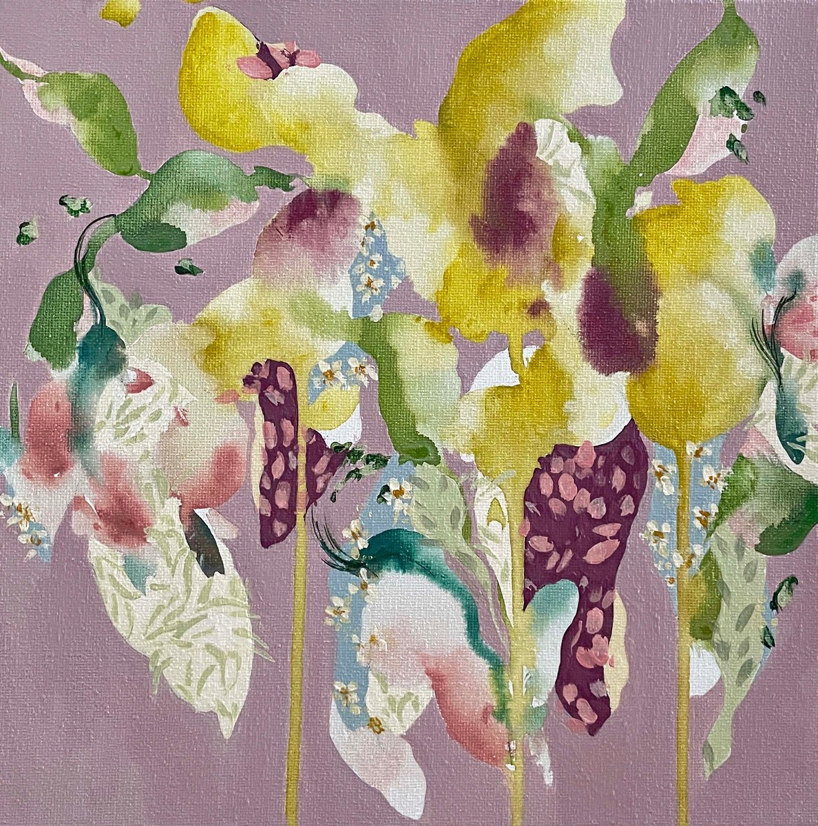 Organic Botanical Watercolour By Nicole Esposito Woodall, 10 X 10", Hanakotoba I, Original Artwork