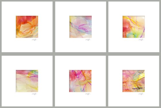 Lullaby Collection 1 - Set of 6 Abstract Paintings in Mats by Kathy Morton Stanion