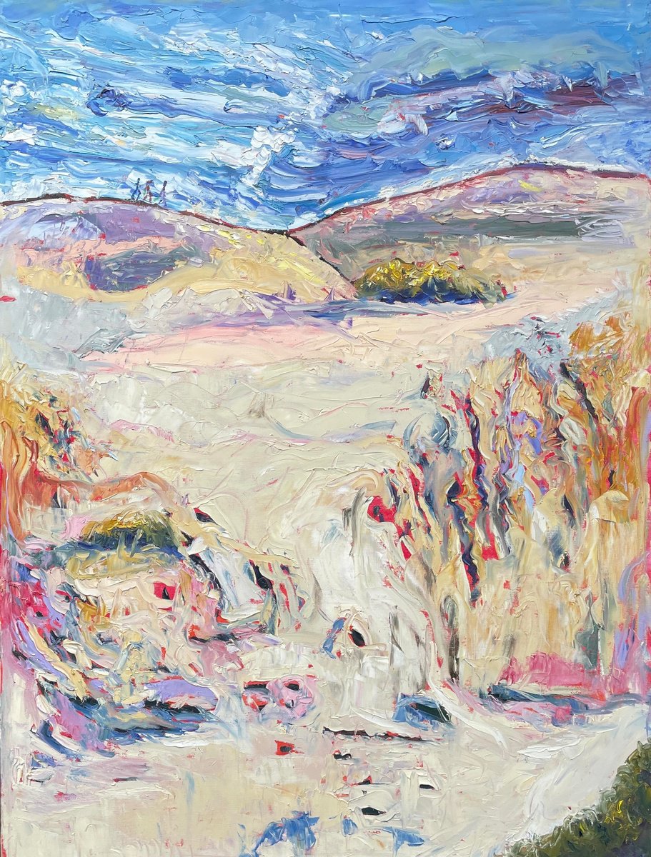 Expressive Landscape Oil Painting By Maureen Finck, 30 X 40", Little Sahara Sand Dunes, Original Artwork