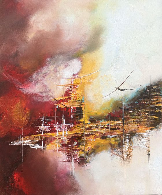 " Equilibre " ,  Abstract Acrylic Painting - 50x60cm