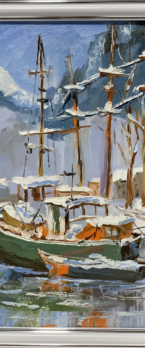 Winter Harbor with yachts. by Vita Schagen