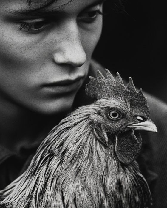 Boy and rooster B0805I