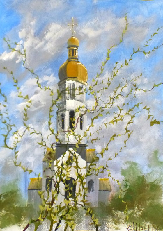 Holy Trinity Church. Acrylic on paper 42 * 30