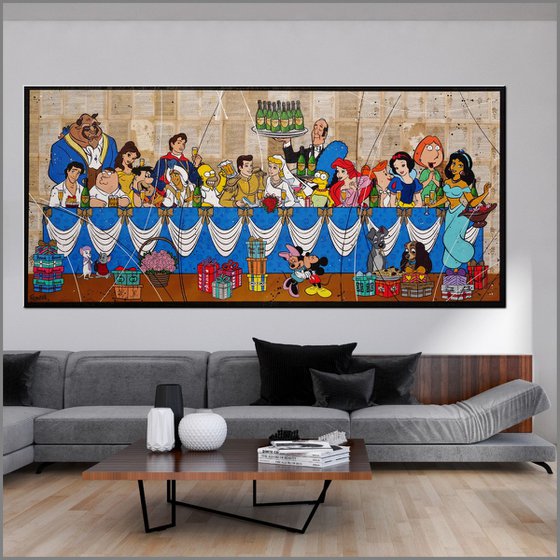 The Royal Wedding 270cm x 120cm Cinderella Wedding Book Page Urban Pop Art With Etched Frame