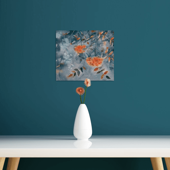 Autumn painting/ Rowan berries art