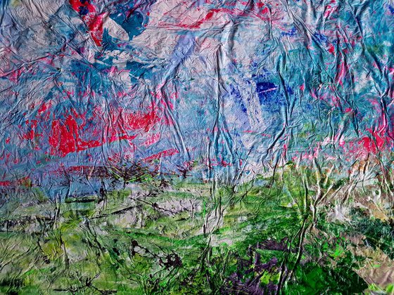 Senza Titolo 186 - abstract landscape - ready to hang - 105 x 79 x 2,50 cm - acrylic painting on stretched canvas