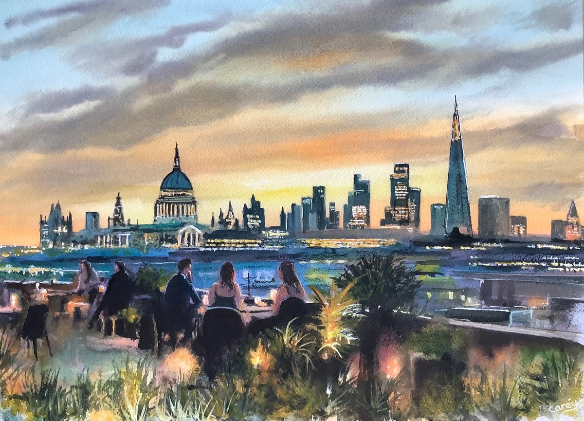 Impressionistic Cityscapes Watercolour By Darren Carey, 15 X 11, Hot In The City, Original Artwork