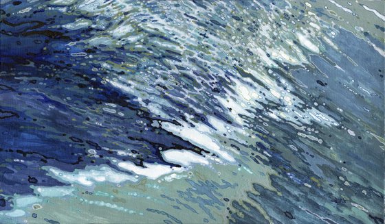 Cold Atlantic Water Seascape Original Coastal Abstract 36 x 21 x 2"