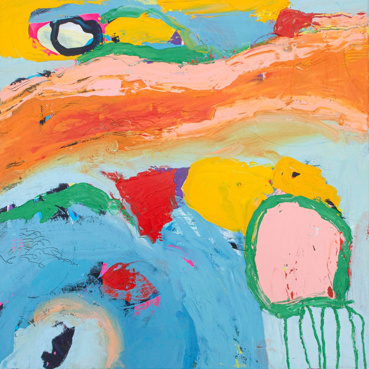 Expressive Abstract Oil Painting By Suzie Cumming, 24 X 24", Across The Valley, Original Artwork