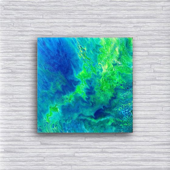 "Electrified" - Original Abstract PMS Fluid Acrylic Painting - 20 x 20 inches