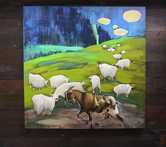 A random passerby. Mountain landscape