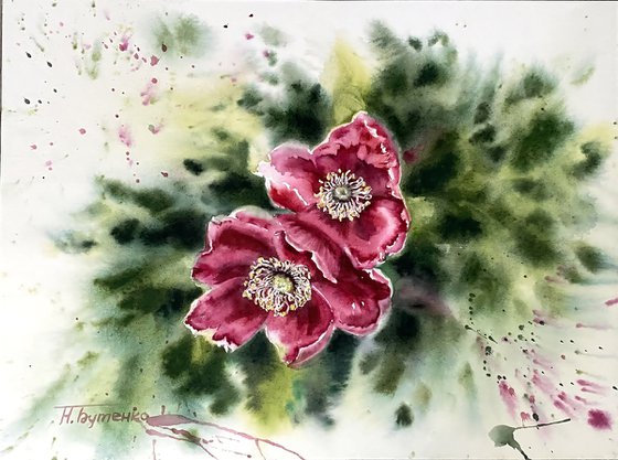 Roses, original watercolour painting