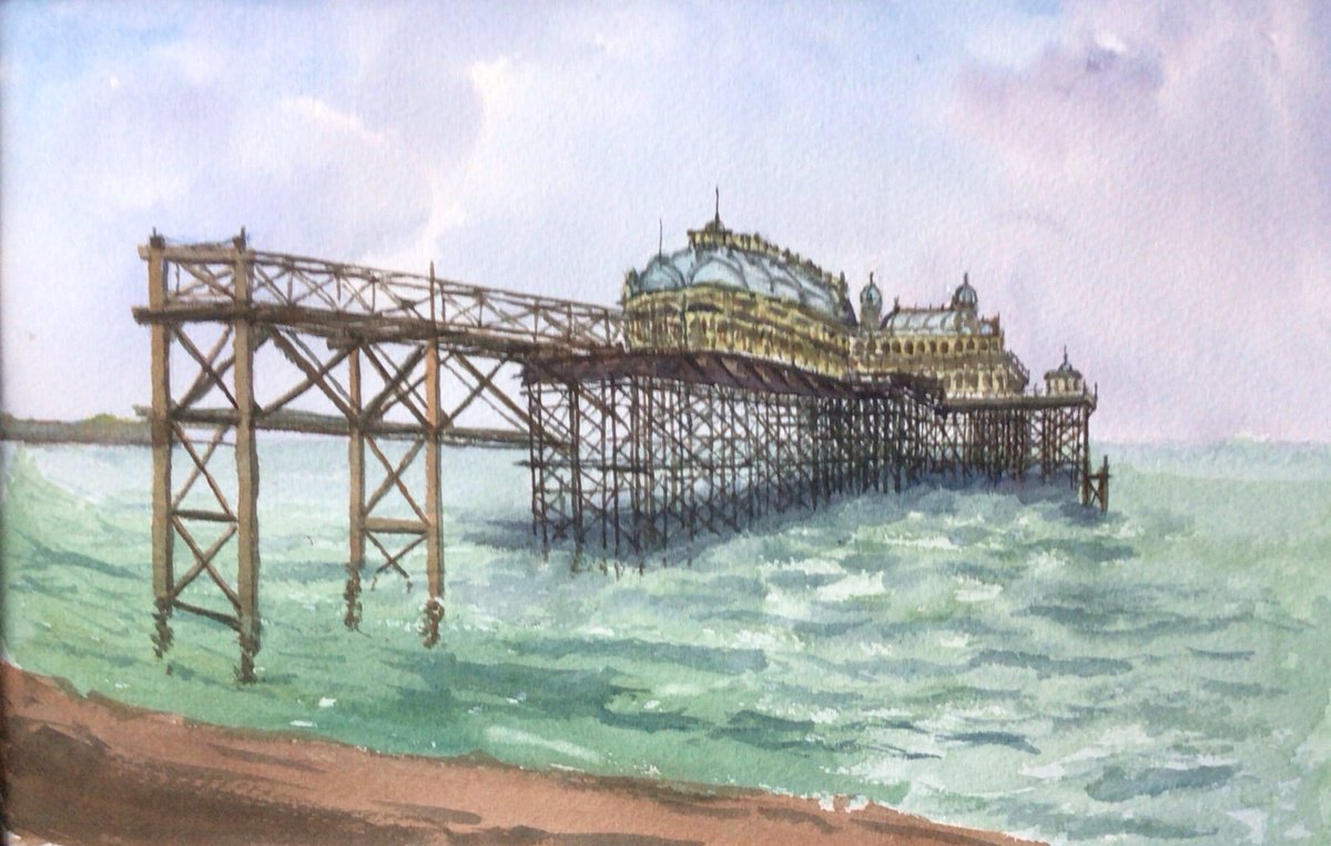 Brighton old west pier by Julian Lovegrove Art