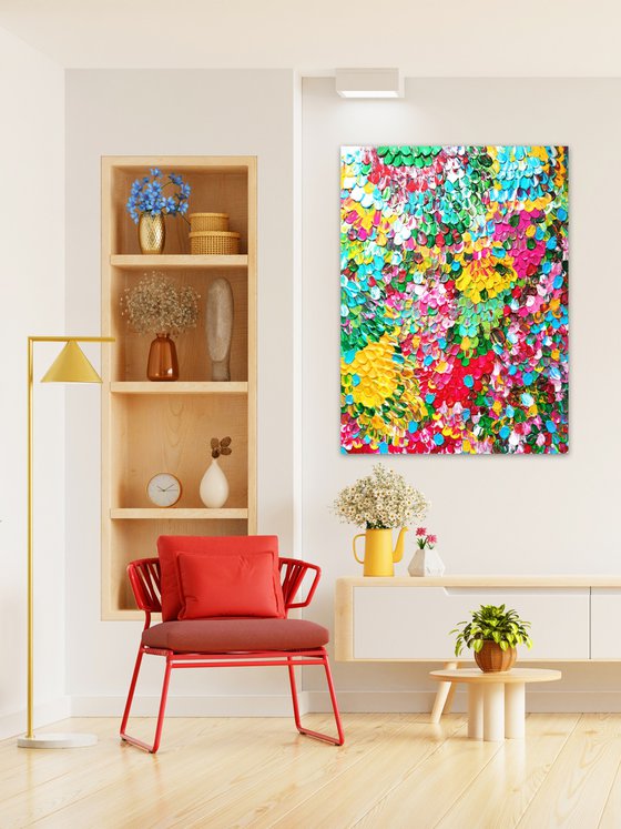 Summer. July - original vivid colorful abstract expressionism painting