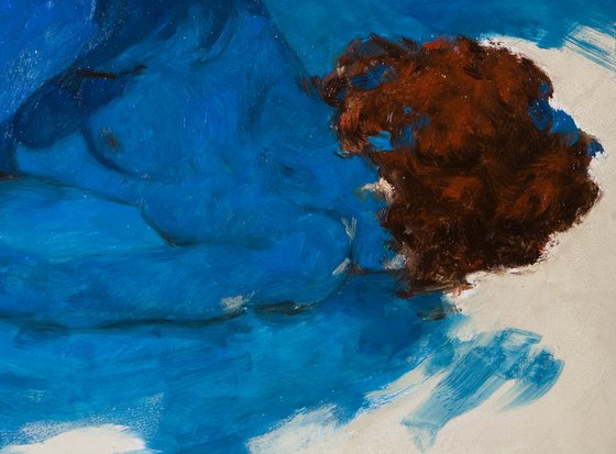 expressionist nude woman blue