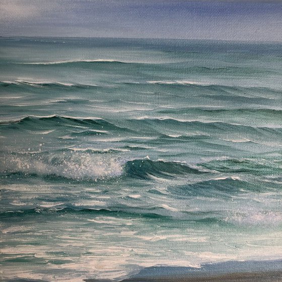 Windy Day, plein air ocean oil painting by Eva Volf