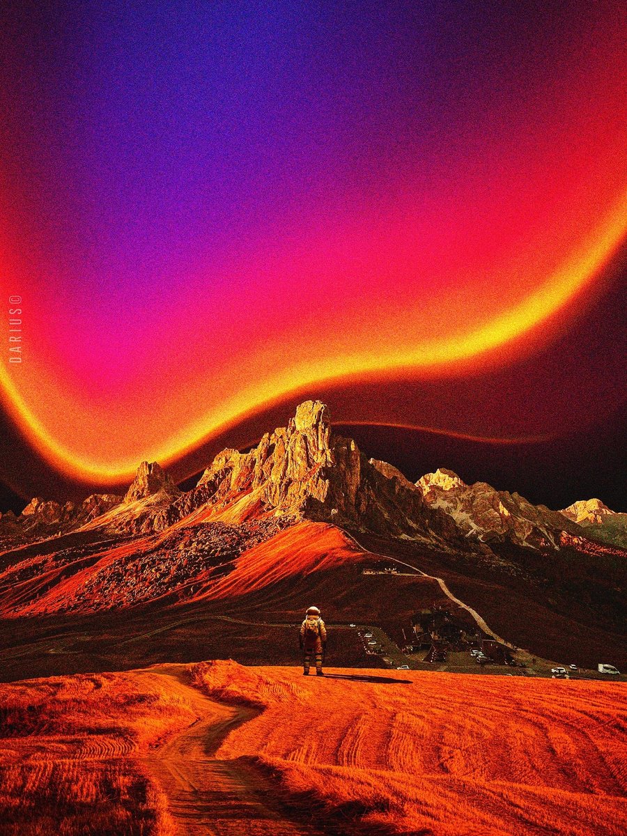 Surrealistic Landscape Giclee Print By Darius Comi, 12 X 18, Crimson Odissey, Original Artwork