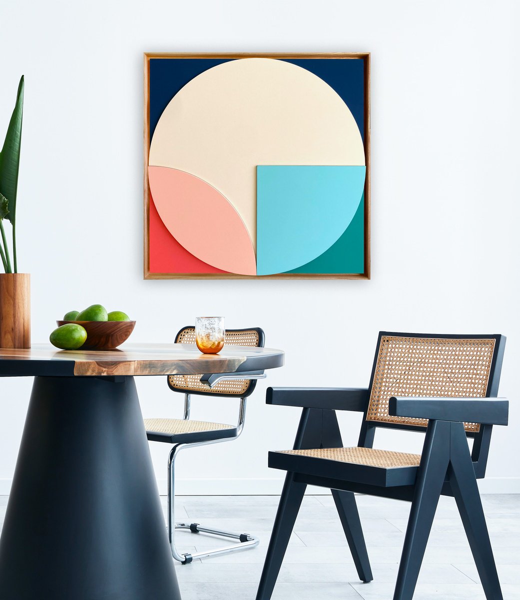 Geometric Abstract Relief By Liam Roberts, 20 X 20", Elementary, Original Artwork