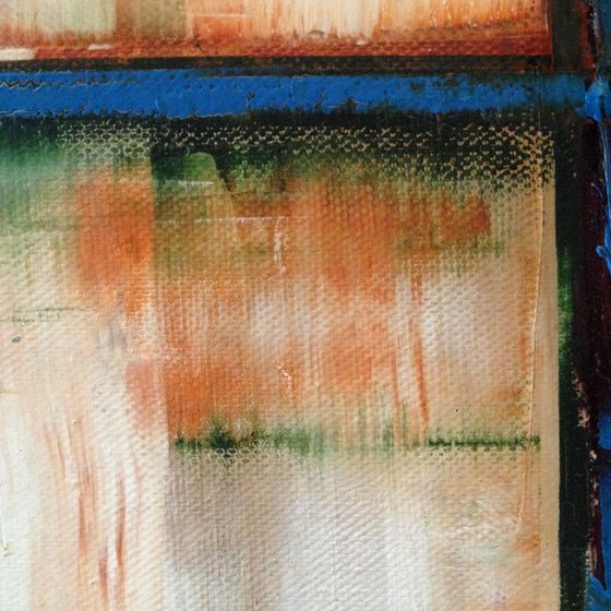 Abstract Oil Painting - Rusty Blue Cross