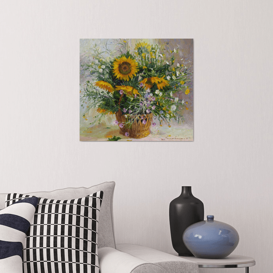 Wildflowers and sunflowers