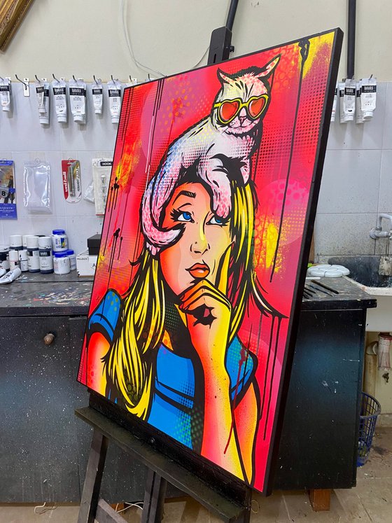 Cat On A Hot Blonde Head