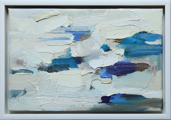 OPEN BOOK/White abstract oil painting