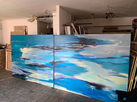 XXXL Super Big Painting - "Sea depth" - Abstract - Bright abstraction - Sea abstract