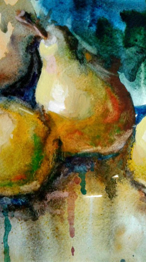 Pears on abstract background by Vladimir Lutsevich
