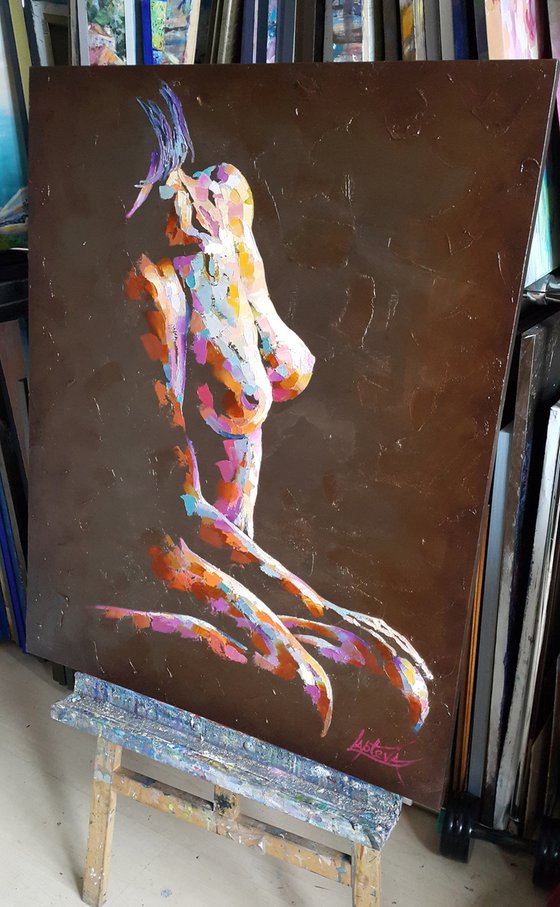 Painting Expectation. naked woman figure