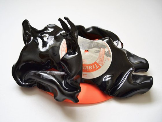 Trainspotting Irvine Welsh Scotland Vinyl Music Record Sculpture Black & Orange Underworld
