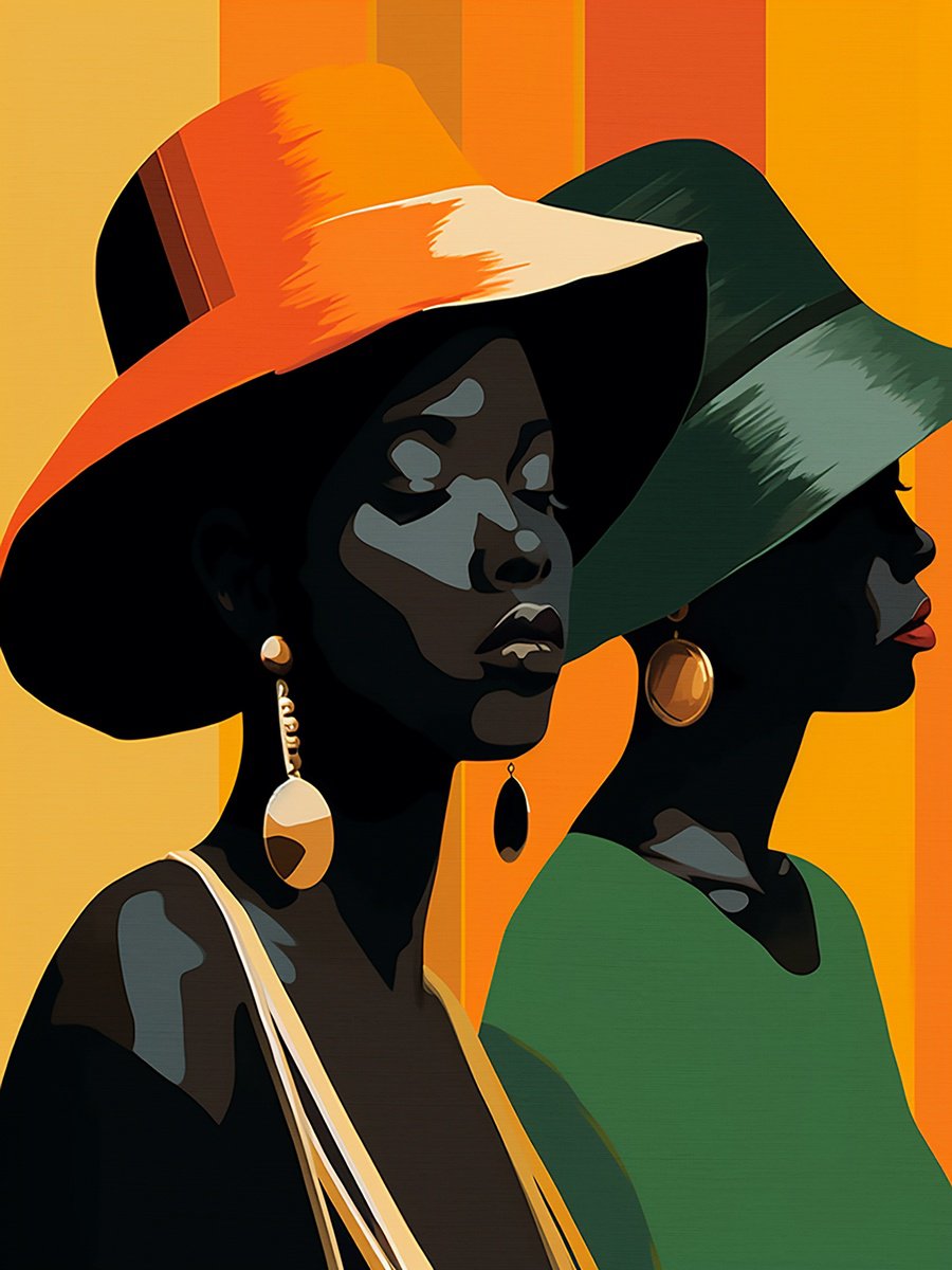 Urban And Pop Acrylic Painting , African Girls Ii By Kosta Morr, 24 X 31, Artwork For Sale On Artfinder