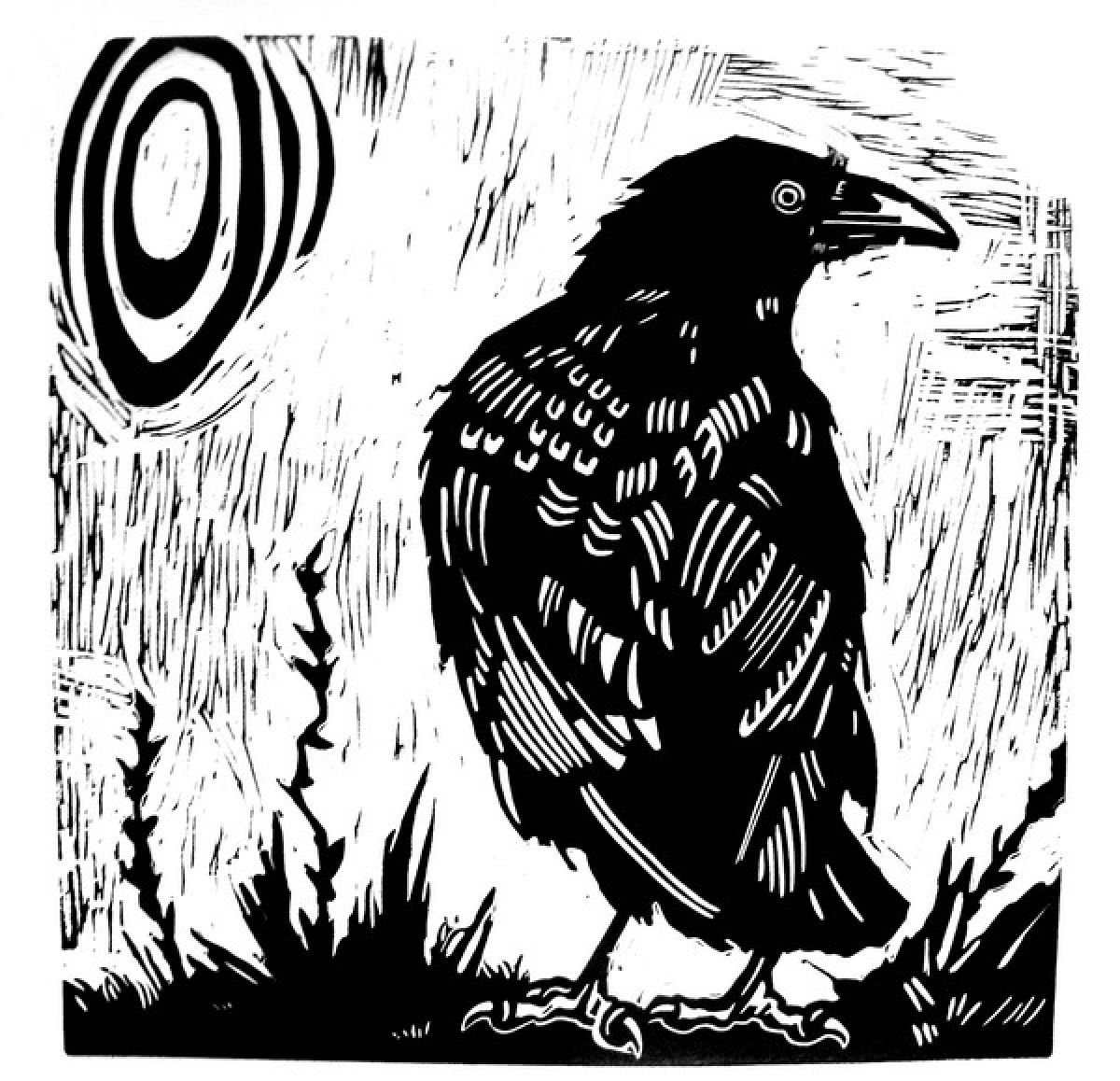 CROW (2014) Linocut by Laurel Macdonald | Artfinder