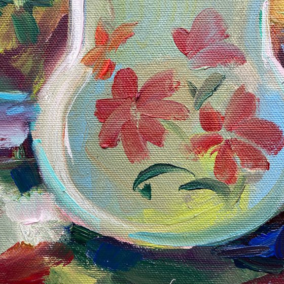 Burgundy Peonies in Vintage Jug