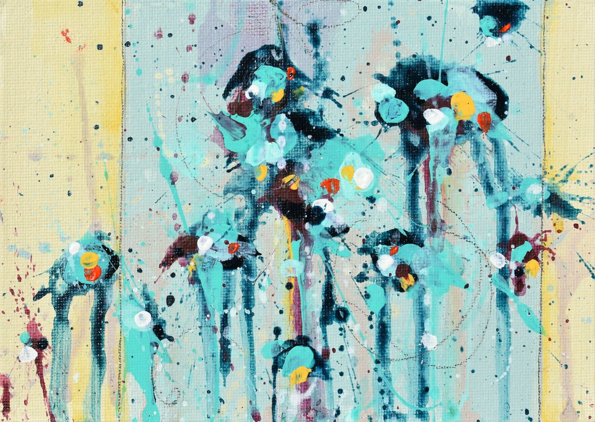 Abstract Painting By Cynthia Ligeros, 7 X 5, Free Spirit, Original Artwork