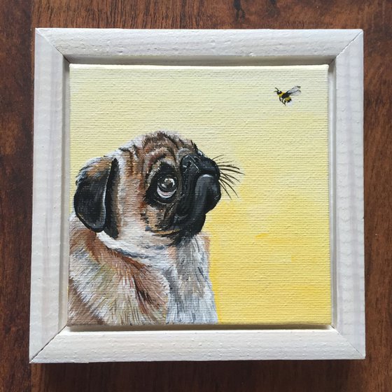 Pug and a bug on lemon (miniature)