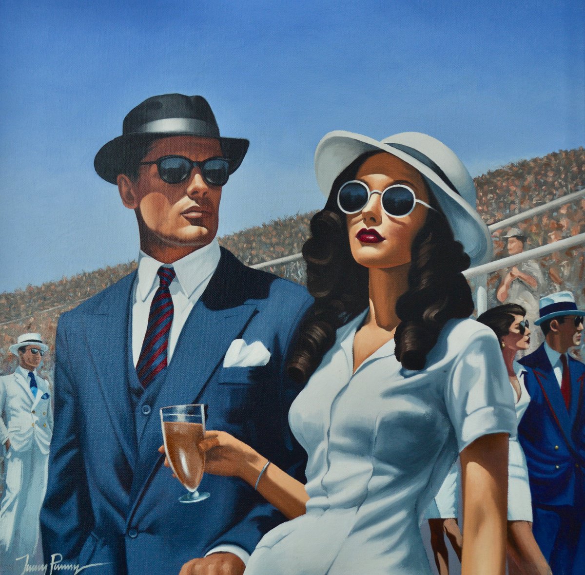 Impressionistic Portrait Oil Painting By Johnny Popkess, 20 X 20, Kentucky Derby, Original Artwork